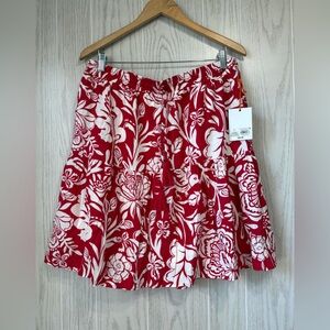 Knox Rose Women's Size L Cupid Red & White Floral Skirt NWT